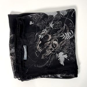Alexander McQueen black skull/floral scarf